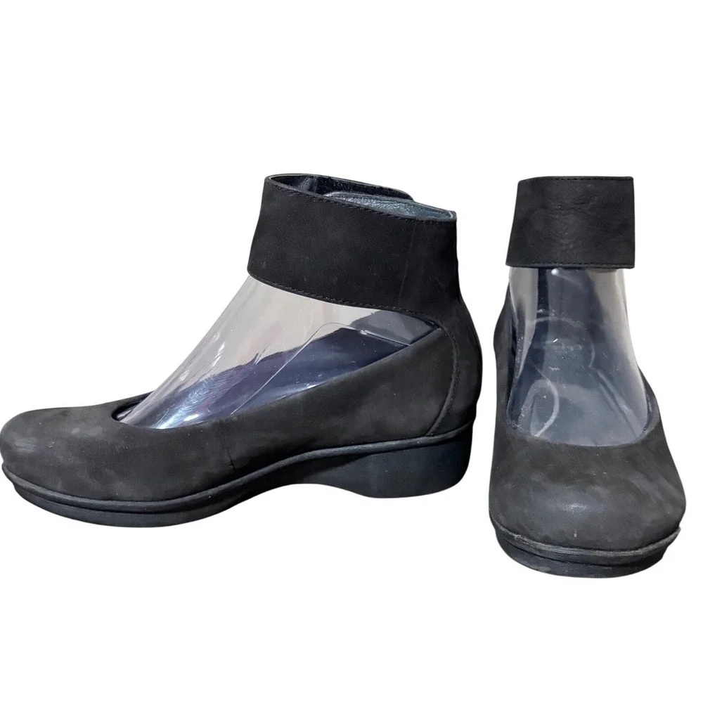 Dansko Black Suede Ankle-Cuff Flats